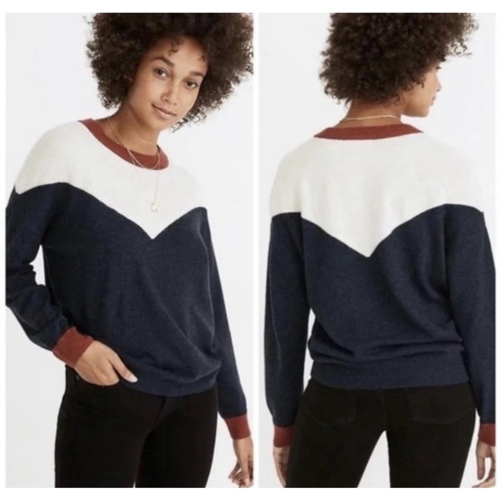 Madewell Sweater Women's M Merino Wool & Alpaca Yolke Pullover Color Block